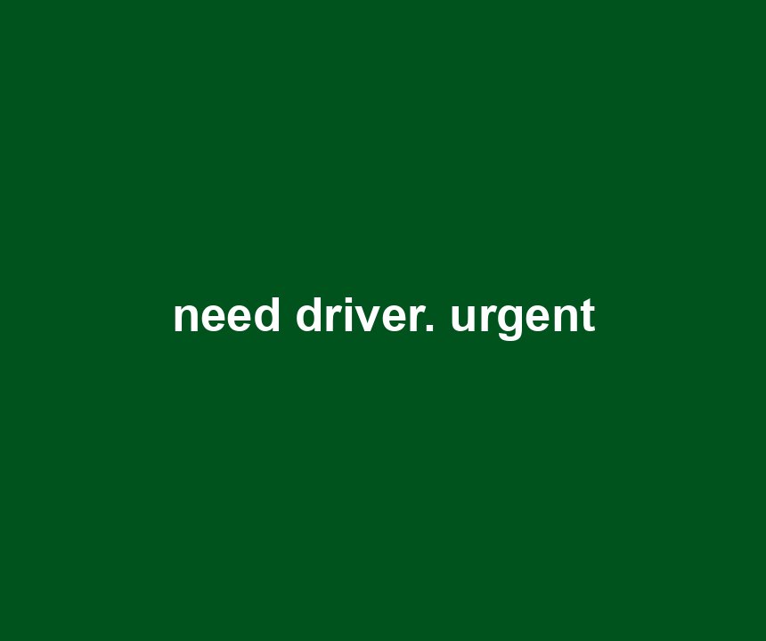 need driver. urgent