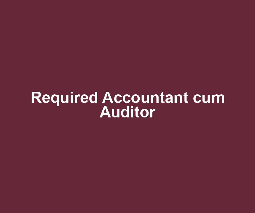 Required Accountant cum Auditor