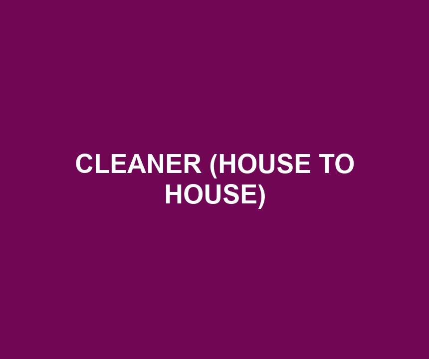 CLEANER (HOUSE TO HOUSE)