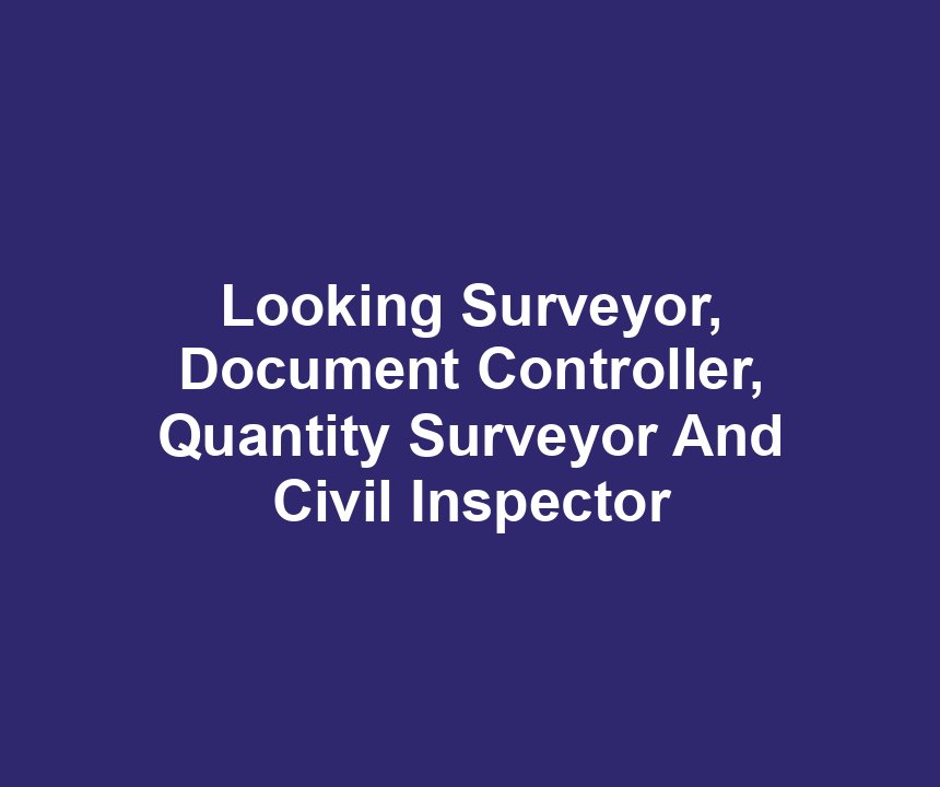 Looking Surveyor, Document Controller, Quantity Surveyor And Civil Inspector