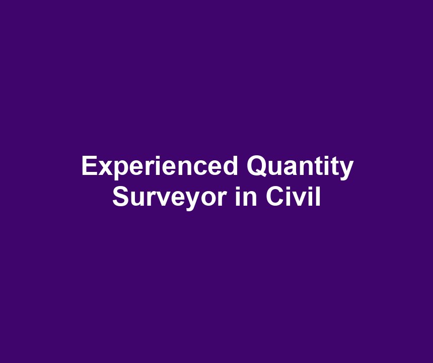 Experienced Quantity Surveyor in Civil