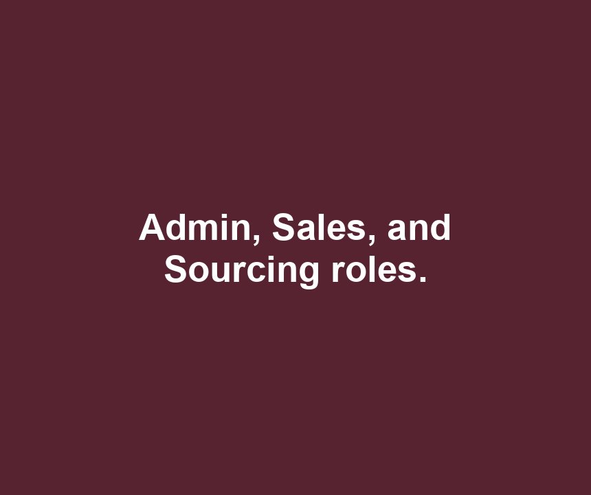 Admin, Sales, and Sourcing roles.