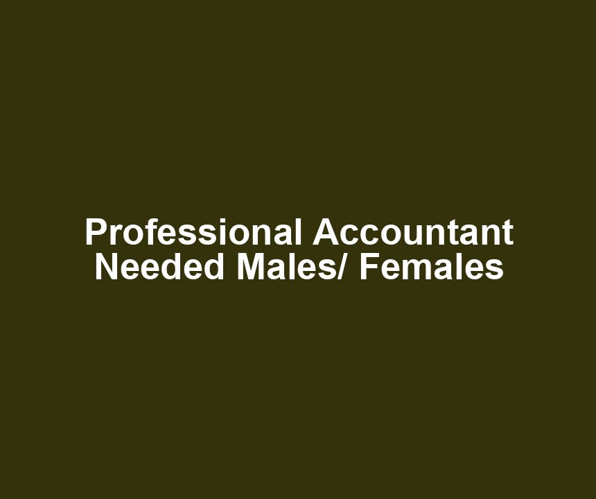 Professional Accountant Needed Males/ Females