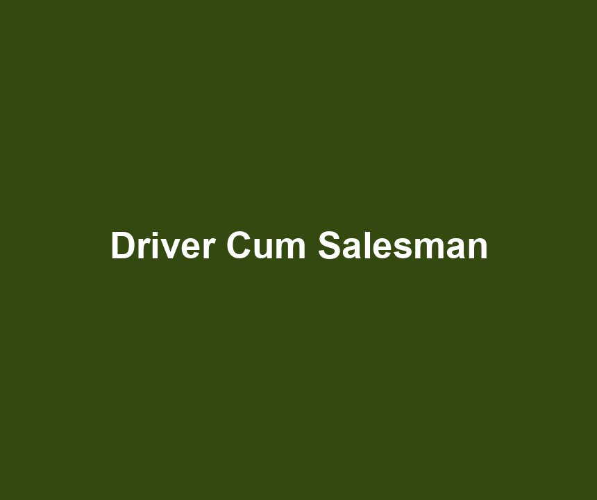 Driver Cum Salesman