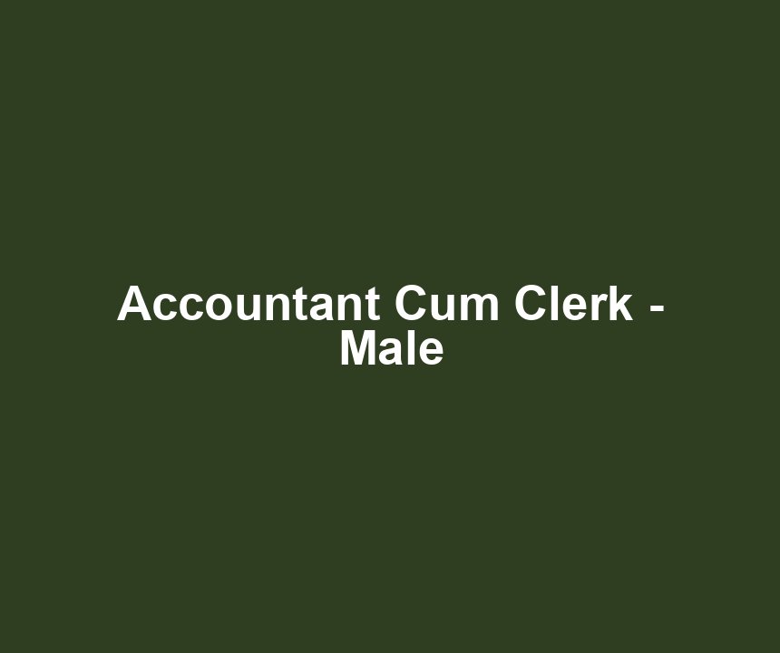 Accountant Cum Clerk - Male