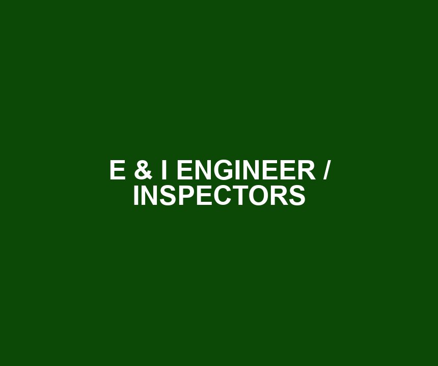E & I ENGINEER / INSPECTORS