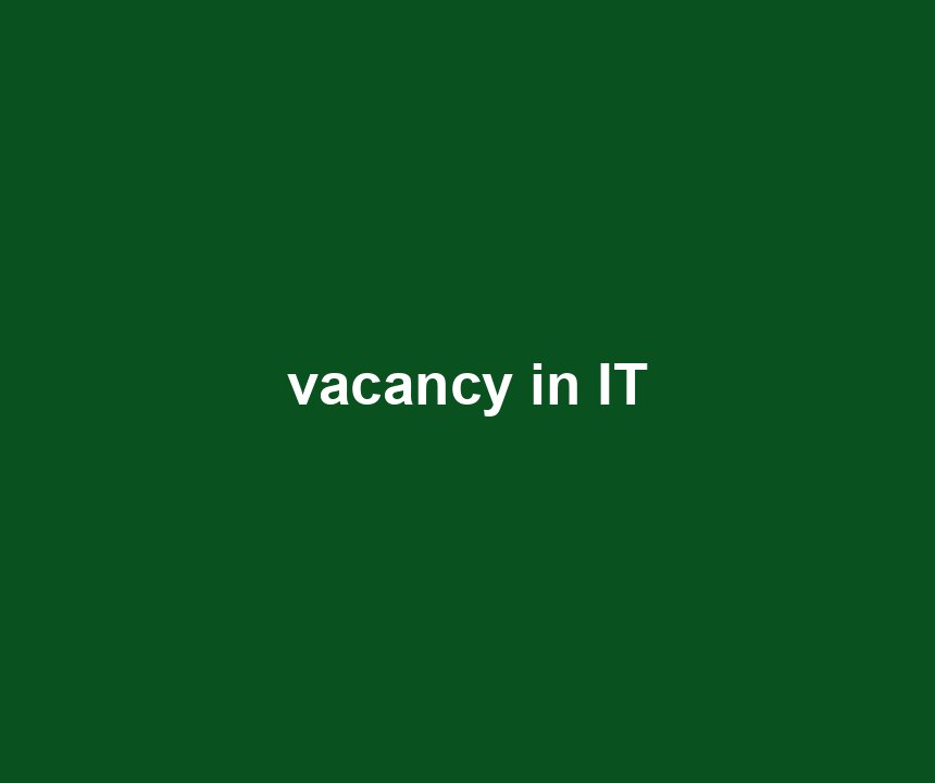 vacancy in IT