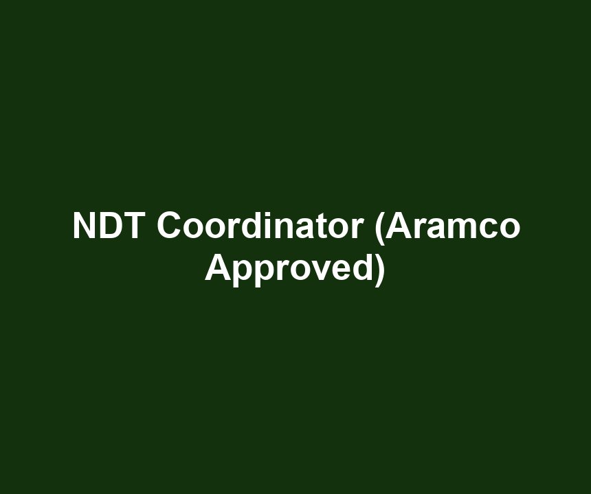 NDT Coordinator (Aramco Approved)