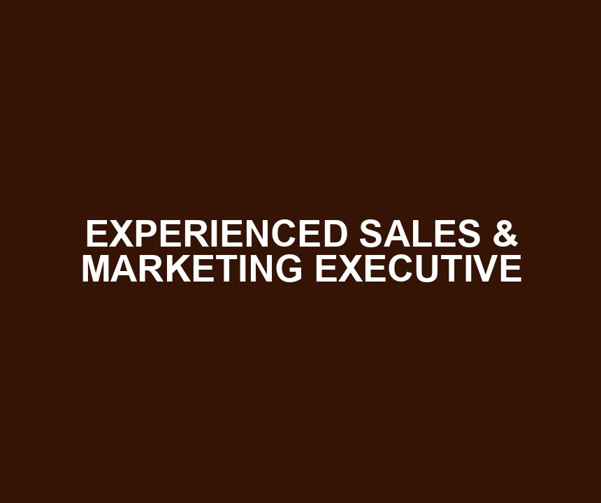EXPERIENCED SALES & MARKETING EXECUTIVE