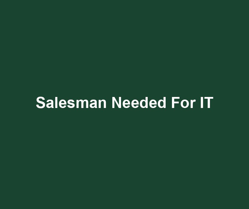 Salesman Needed For IT