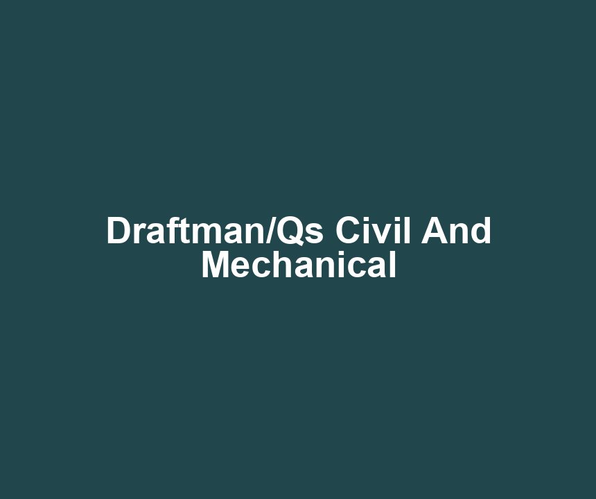 Draftman/Qs Civil And Mechanical