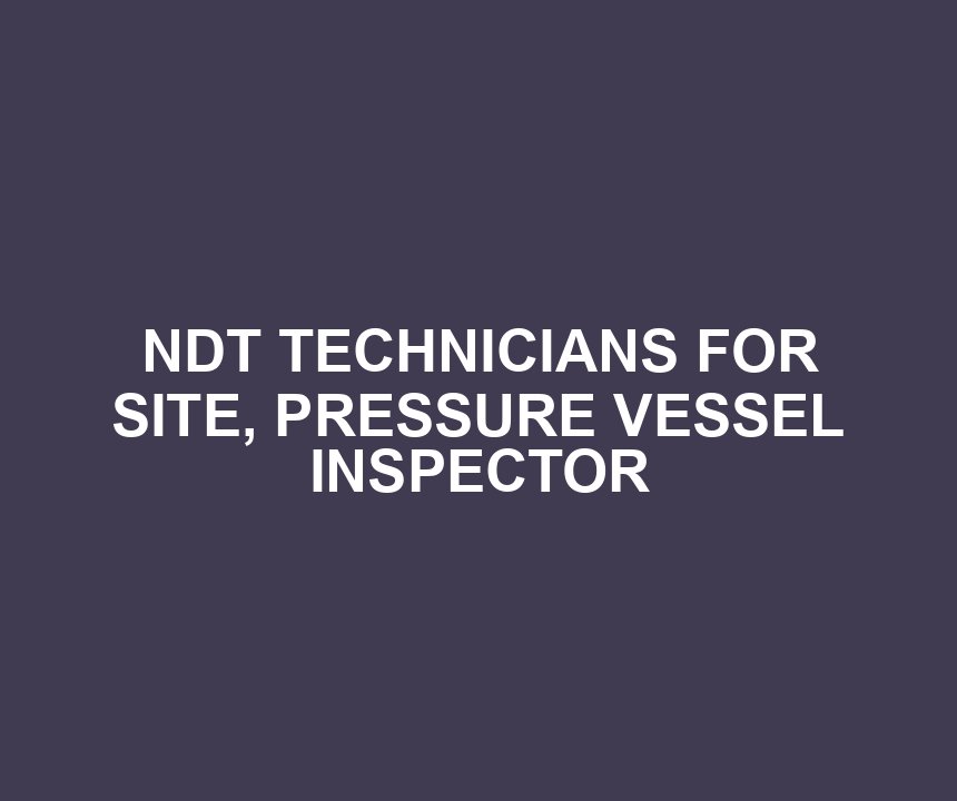NDT TECHNICIANS FOR SITE, PRESSURE VESSEL INSPECTOR