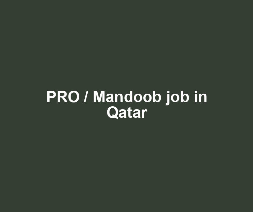 PRO / Mandoob job in Qatar