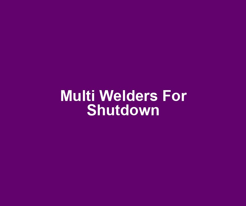 Multi Welders For Shutdown